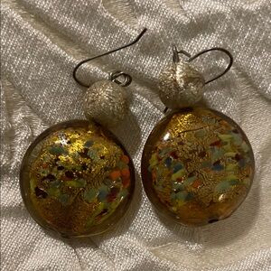 Artistic Gold and Multicolor Dangle Earrings